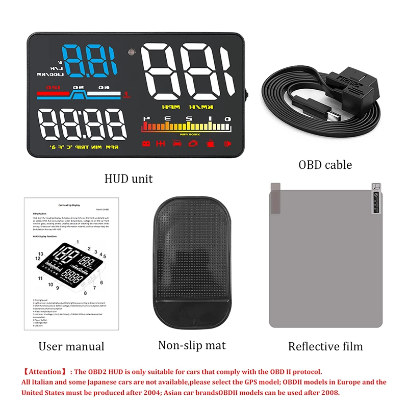 GEYIREN D5000 налобный дисплей OBD пленка умный Спидометр температура Автомобильная