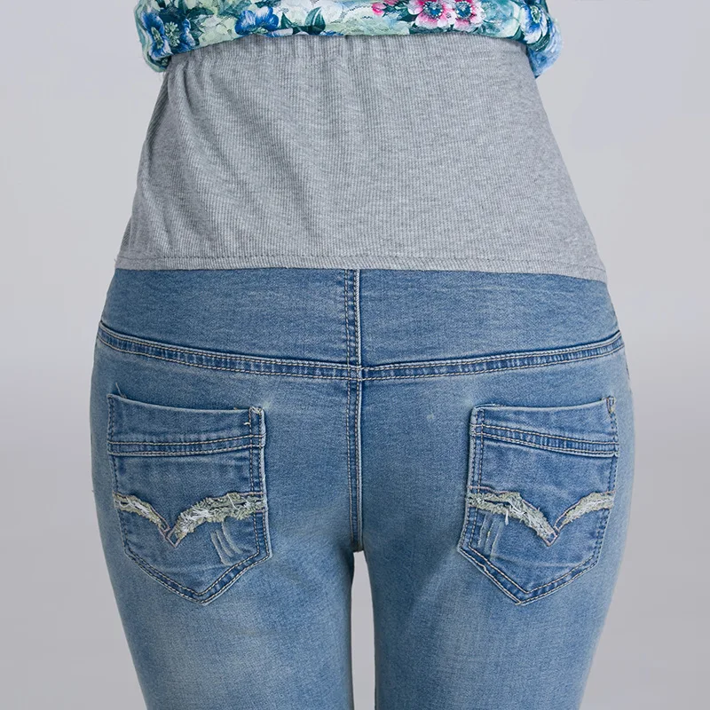 Осень/лето 2018 для беременных плюс размер эластичный пояс джинсы брюки Одежда