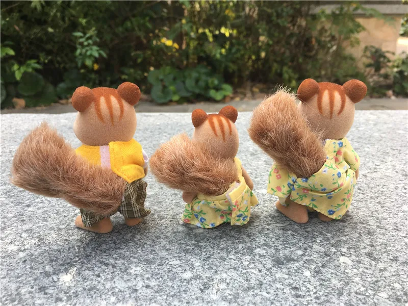 Geniune Sylvanian Families 3 шт. Squrriels семейный набор кукольный домик фигурка игрушка куклы