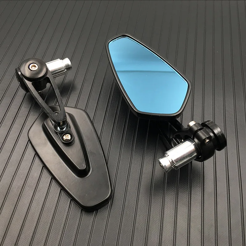 Black-Blue lens Мотоциклетные зеркала заднего вида 7/" 22 мм универсальная защита для Honda CB CBR 600 F3 F4 F4I 1000 RR Ninja ZX 6R 9R 10R Katana - Цвет: Black-Blue lens