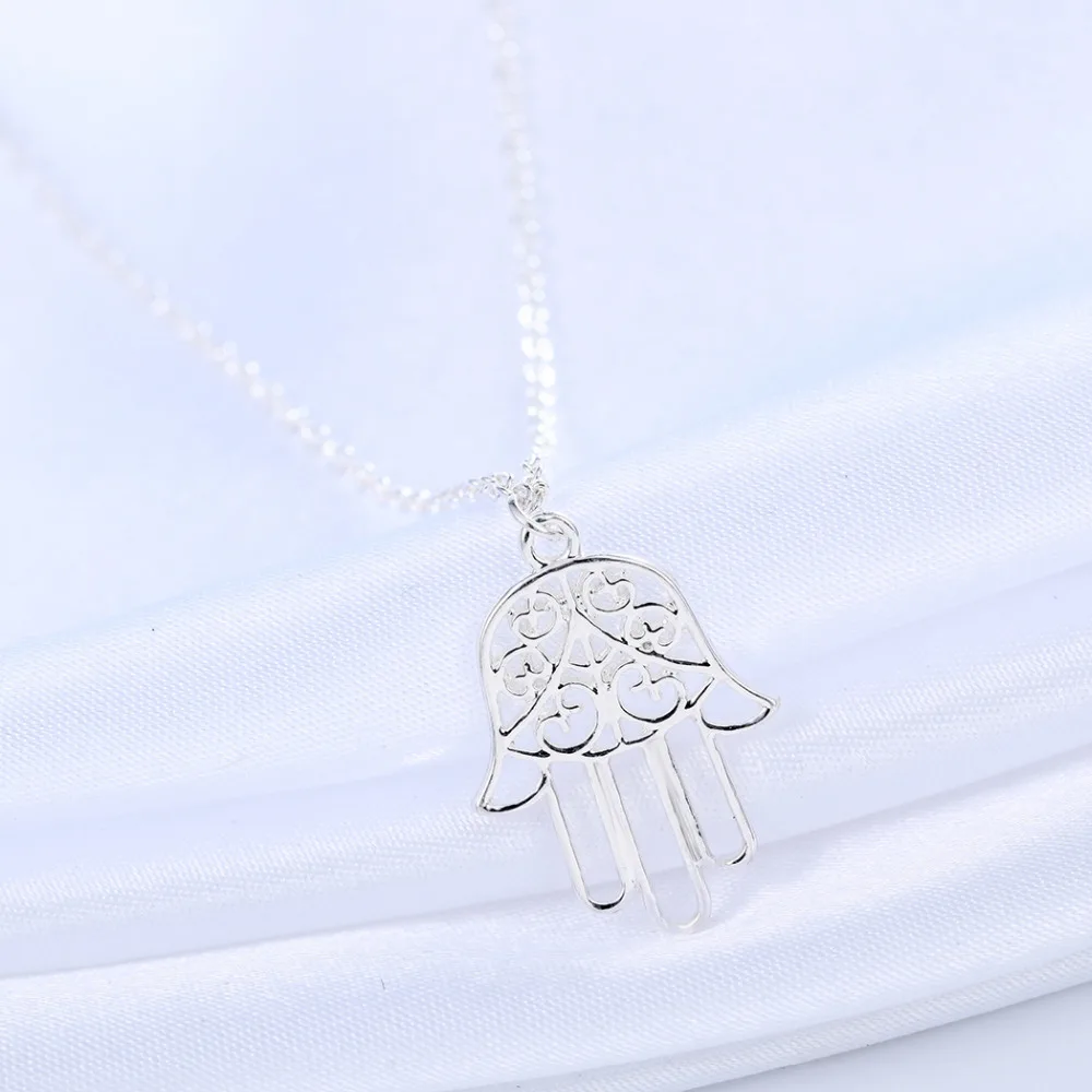 Подвеска Kinitial ожерелье с дизайном рука женское цепочкой Hamsa яркие ювелирные