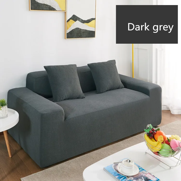 dark grey Флисовый чехол для дивана Универсальный Водонепроницаемый Чехол для дивана сплошной цвет эластичный чехол нескользящий полный Чехол для дивана - Цвет: dark grey