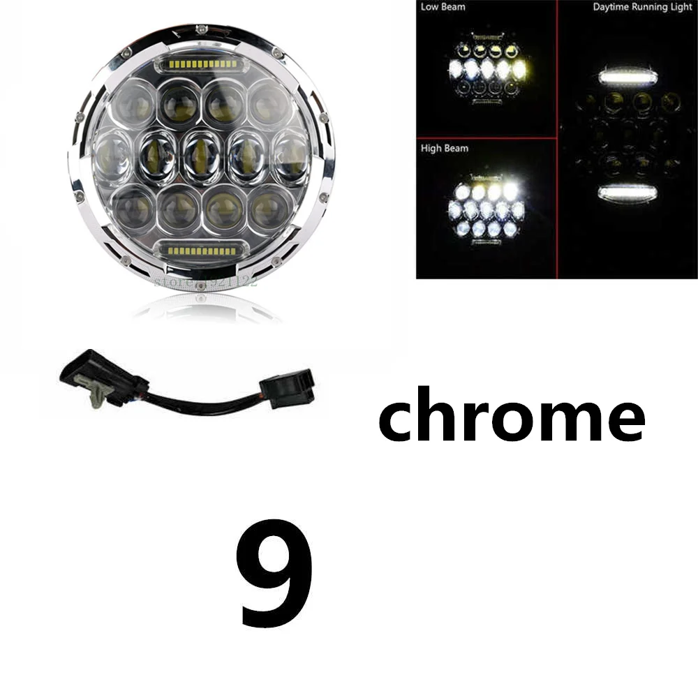 75w headlight chrome 7-дюймовый круглый Hi/Lo фара дальнего света мотоцикла с DRL поворотным сигналом Halo для Harley Davidsion " светодиодный мото фары - Цвет: 75w headlight chrome