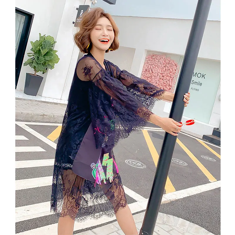 2019 летние модные кружевные лоскутные дизайнерские платья женские сетчатые с