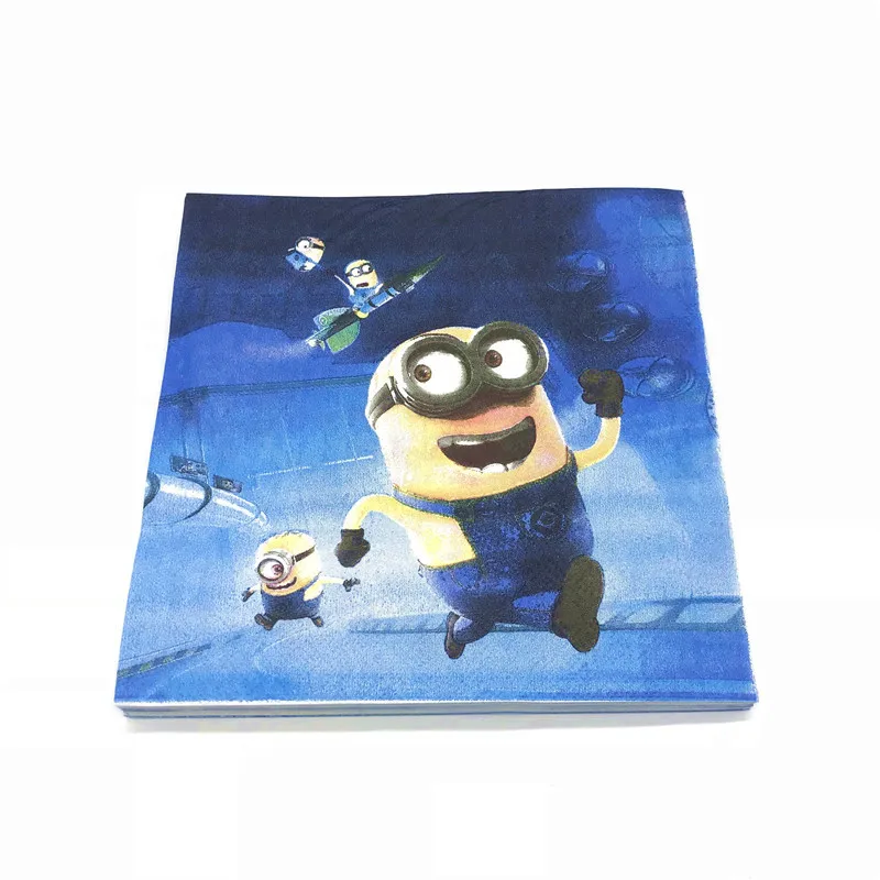 Napkin-20Pcs Вечерние салфетки с миньонами, конфетная коробка, скатерть, баннер, воздушный шар, украшения для дня рождения, принадлежности для детей, комплект для малышей - Цвет: Napkin-20Pcs