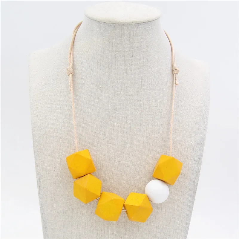 2018 новый простой деревянный кулон с бусинами и ожерелье для женщин модная ручная