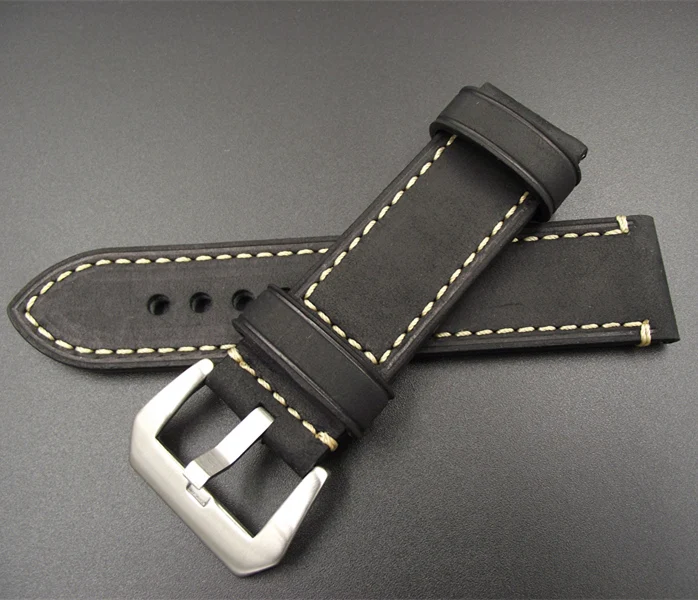 Wholesale 10PCS / lot 20MM 22MM 24MM genuine leather Crazy horse Watch band watch strap man straps black -WB120703 | Наручные часы
