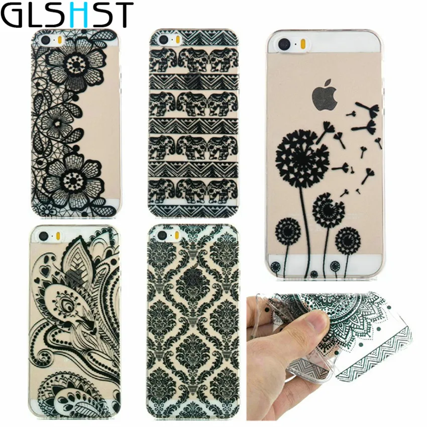 GLSHST TPU Cover For Samsung A5 2015 A310 2016 A510 J310 Thin Transparent Black And White Pattern Silicon2017 Soft |