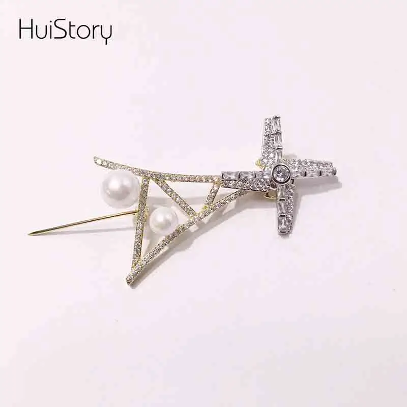 HUISTORY Изысканная Роскошная вращающаяся ветряная мельница хрустальные броши для