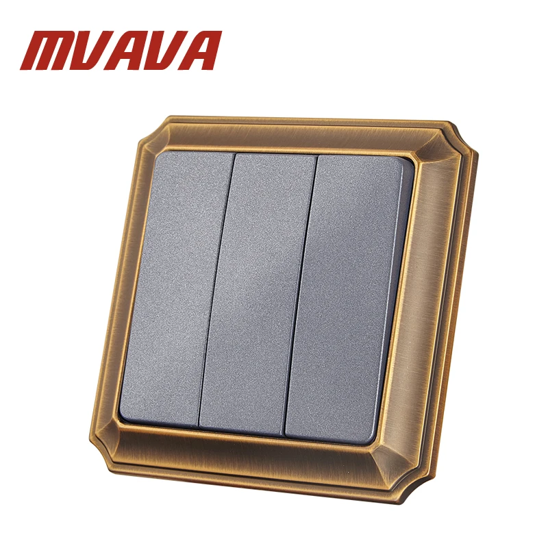 MVAVA роскошный настенный выключатель с бронзовой рамкой 16A110 250V декоративный 3