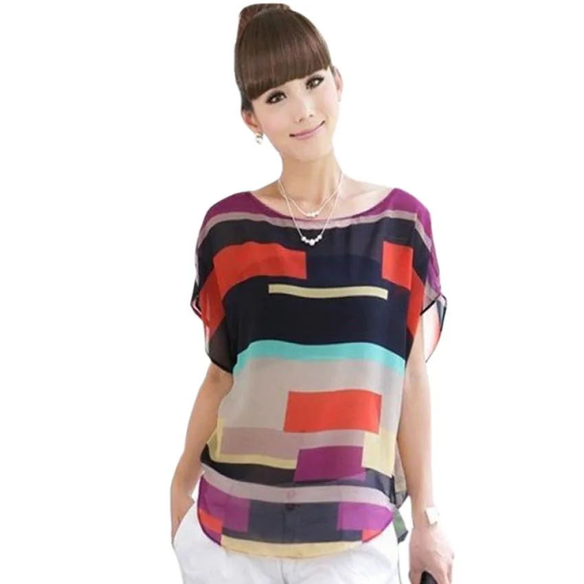 Летняя женская одежда 2017 модная шифоновая блузка Женская Повседневная Свободная