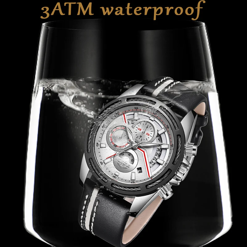 Мужские кварцевые часы LIGE модные повседневные деловые с белым циферблатом