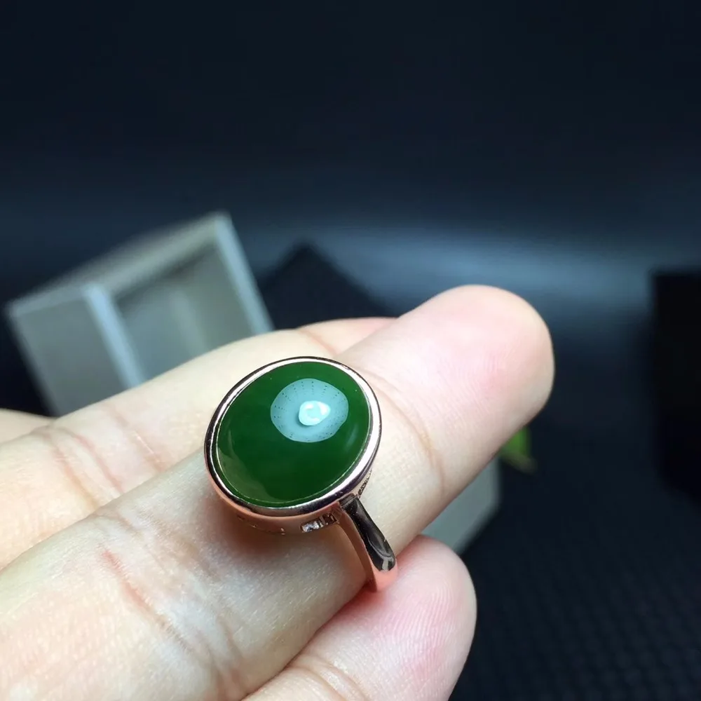 Зеленые натуральные яшмовые овальные кольца для женщин из стерлингового серебра 925 пробы, украшенные драгоценными камнями размером 8*10 мм, с бархатной коробкой и сертификатом FJ245.