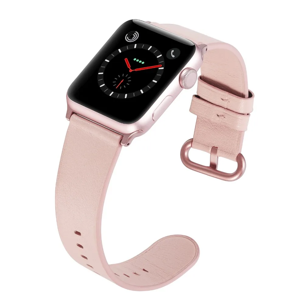 Ремешок спортивный из натуральной кожи для apple watch band 42 мм 38 браслет iwatch 4 44 40 Series 3 2