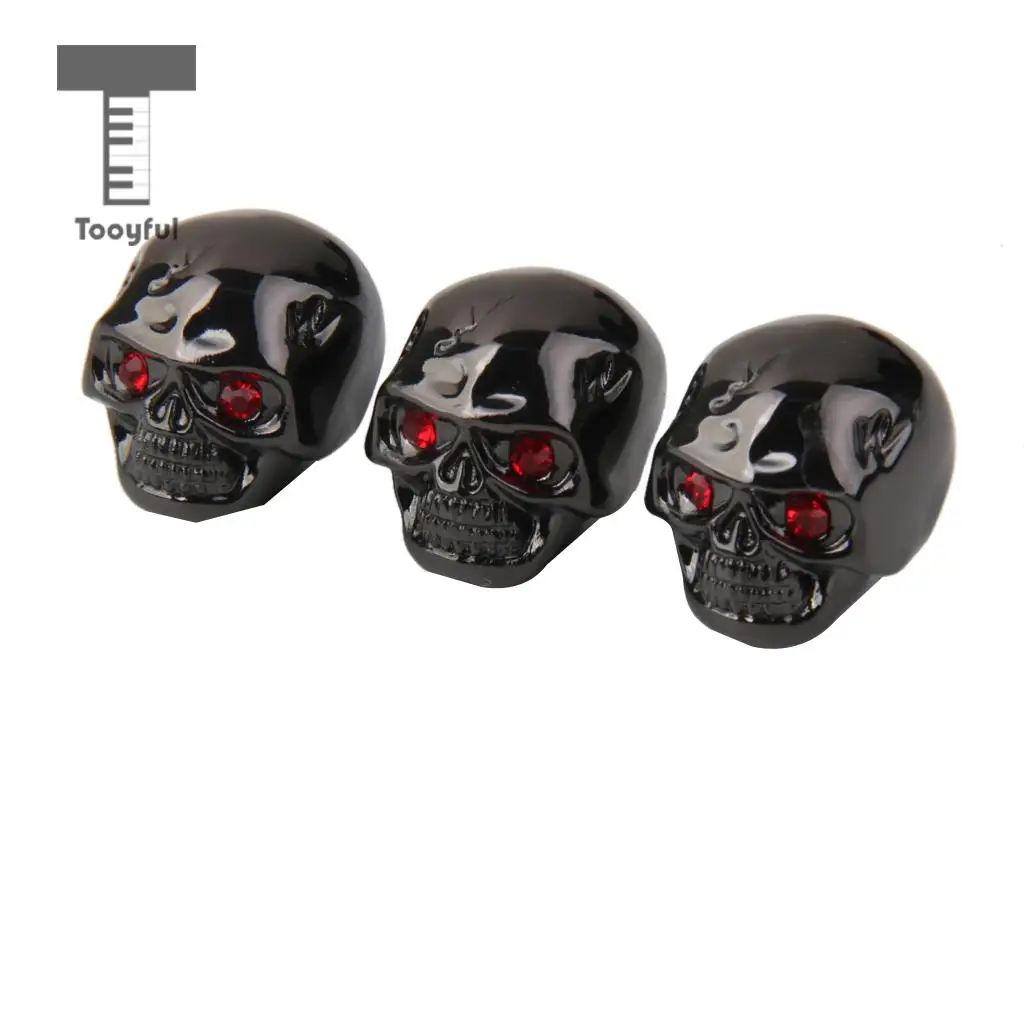 

Tooyful High Quality 3Pcs Zinc Alloy Electric Guitar Skull Head Volume Bass Tuner Pot Control Knobs for Brand Guitar Lover Black