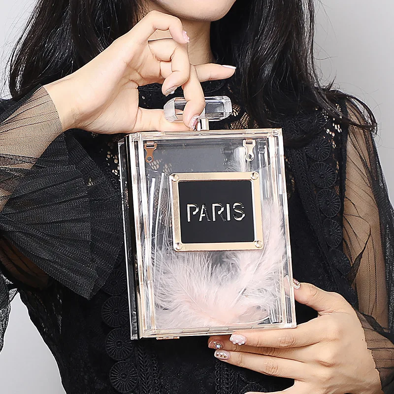 JIULIN dinner personality bag 2019 fashion transparent water bottle single shoulder slant chain acrylic hand tide | Багаж и сумки