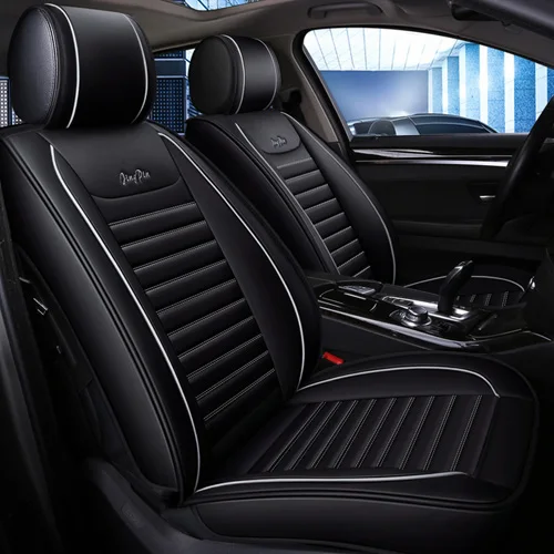 Black white Новые роскошные автомобильные чехлы из искусственной кожи для Ford mondeo Focus Fiesta Edge Explorer aurus S-MAX F-150 автомобильные аксессуары - Название цвета: Black white