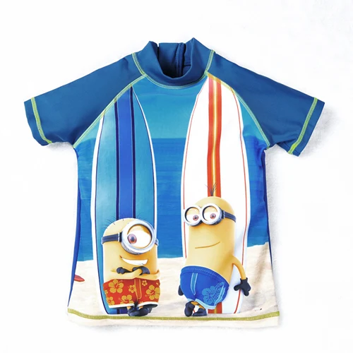 Minions Купальная Одежда для мальчиков детский купальный костюм с миньонами, защита от солнца, UPF 50+, детский купальный костюм с рисунком детский купальный костюм на молнии Одежда для купания, футболка для серфинга, Топ - Цвет: Minions