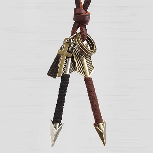 Модный мужской сплав тон стрелы кулон кожа чокер Шарм ожерелье | Украшения и