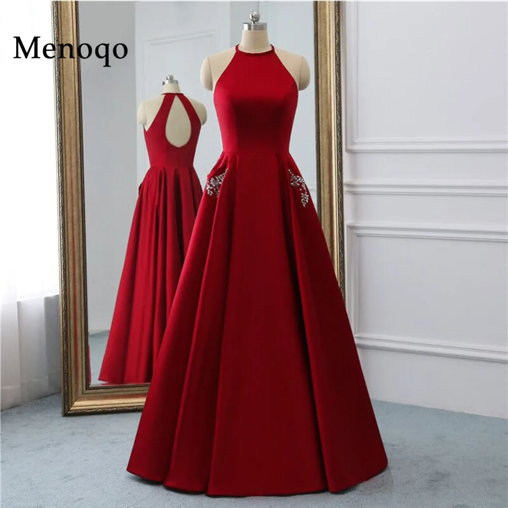 Menoqo Новое поступление сексуальные вечерние платья Vestido de Festa А-силуэт платье для выпускного Расшитое бисером карманы Robe De Soiree