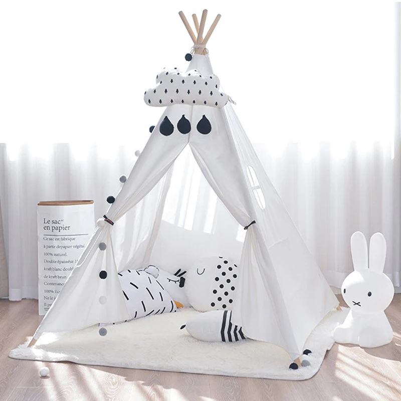 Детские игрушки палатка хлопок холст прорезыватель Tipi девочка игровая милый