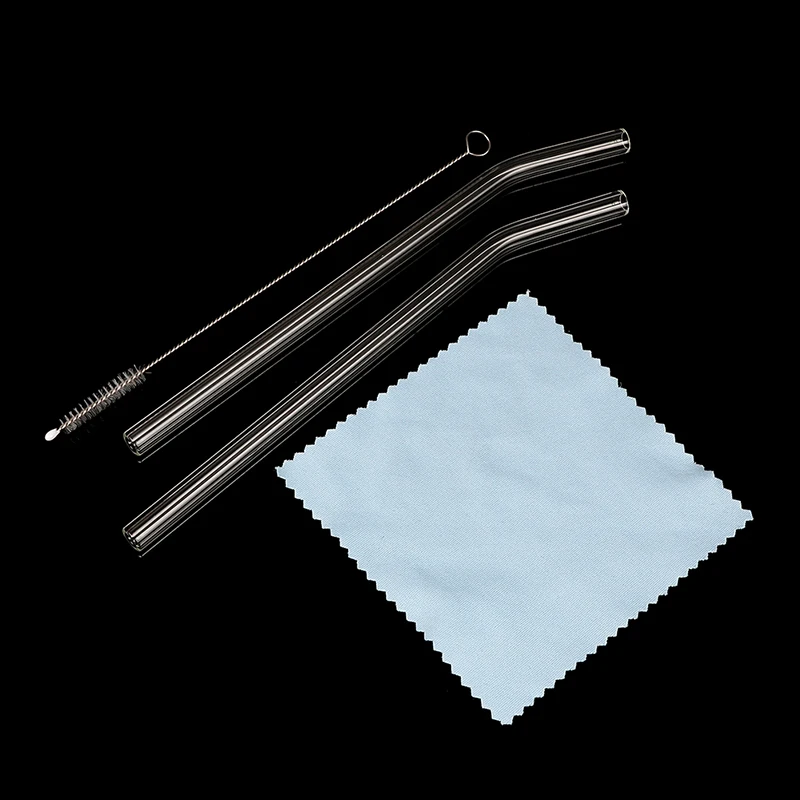 4 шт./компл. многоразовые Стекло соломенная шляпа с чистящая щетка или коробка для