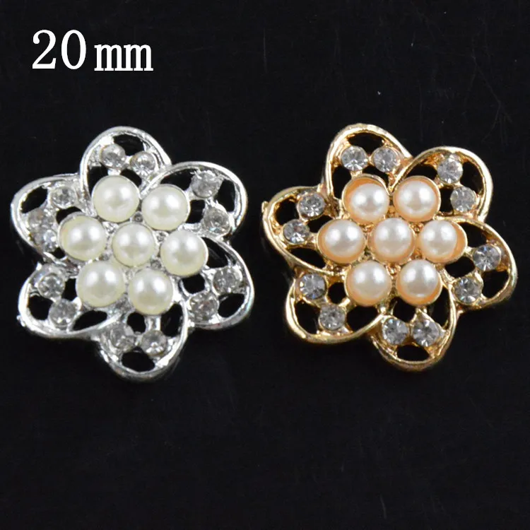 40 шт./лот прозрачные блестящие стразы цветок кристалл с жемчужными пуговицами DIY