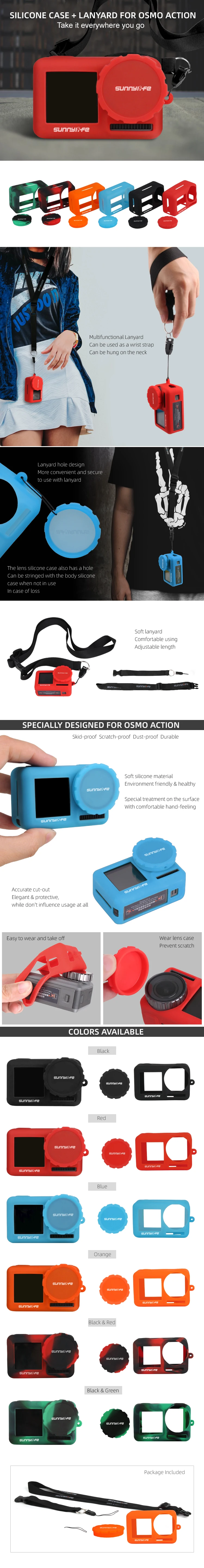 DJI OSMO действие силиконовый защитный чехол с шнурком многоцветные Защитные чехлы для DJI OSMO аксессуары