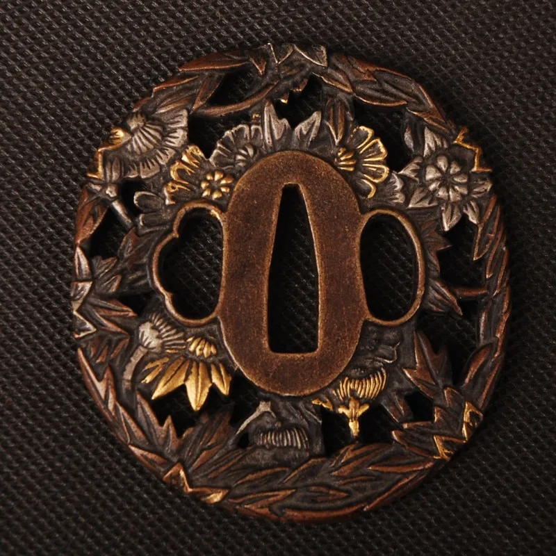 Изящный меч золотистый и серебристый защитный чехол Tsuba для японских искусств