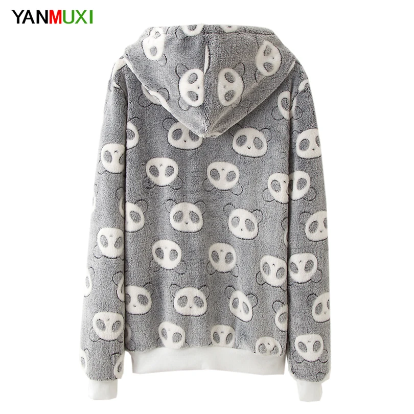 Женский пуловер с длинными рукавами повседневный серого цвета милым принтом