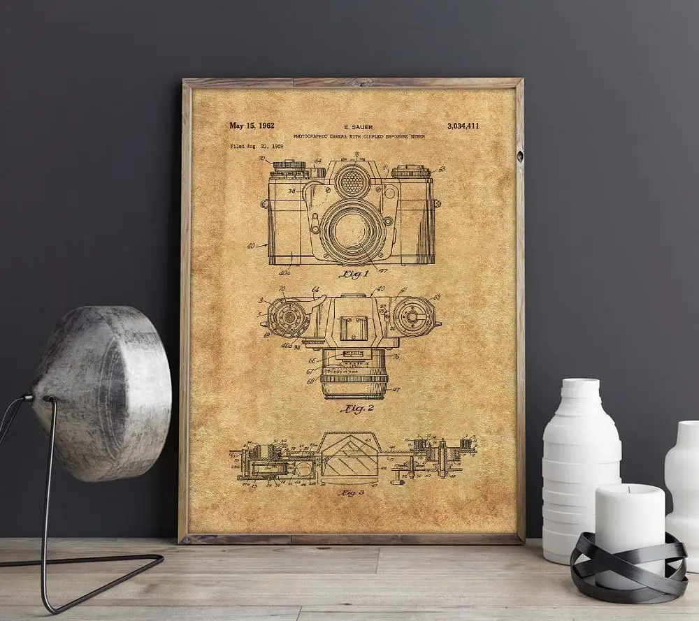 Retro Camera patent,Vintage Camera wall art,posters, wall decor,vintage print,blueprint, gift idea, Photography Decorations - Цвет: CP0873