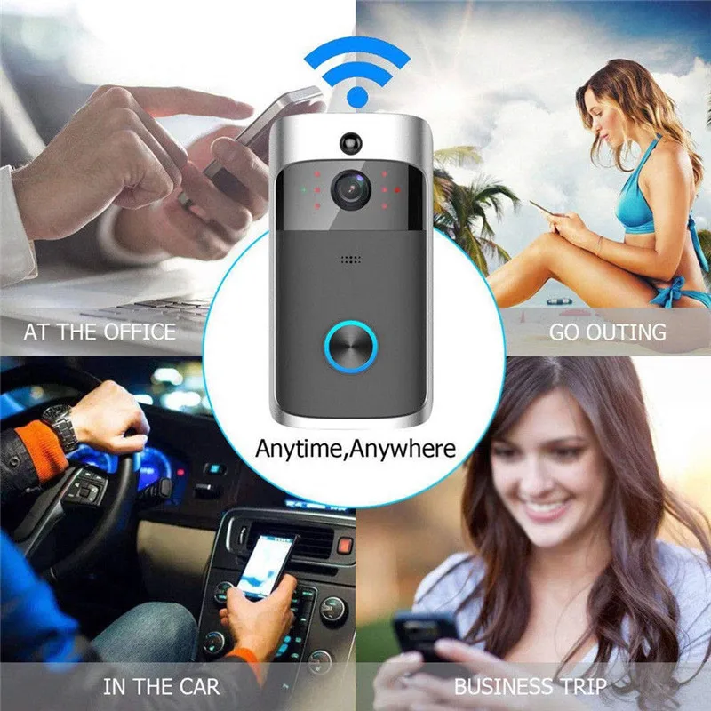 Беспроводной дверной звонок V5 Wifi умный ИК Видео визуальное кольцо камера домофон