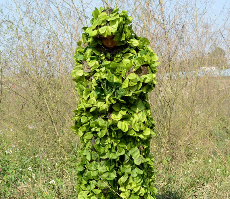 Открытый Охота наблюдение за птицами джунгли лист камуфляж ghillie Костюмы светильник CS стрельба обучение дышащий топы брюки комплект одежды