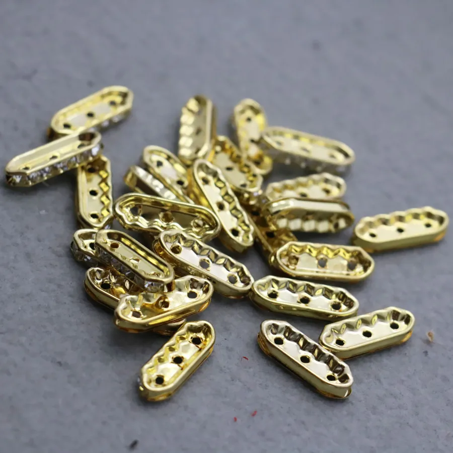 10 шт оптом золотые прямоугольные отдельные бусины Стразы металлические