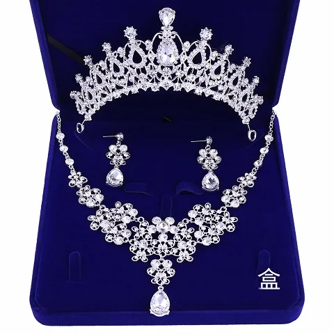 Fig Qualidade de Cristal Nupcial Do Casamento Conjuntos de Joias Mulheres Noiva Coroas Tiara Colar Brinco Joia Do Casamento - Окраска металла: Fig
