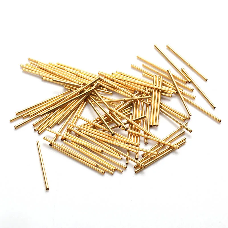 

New 100pcs Spring Test Probe Brass Tube Gold Plated Electrical Instrumentation Tool For Testing Circuit Board Test Tool R048-2C