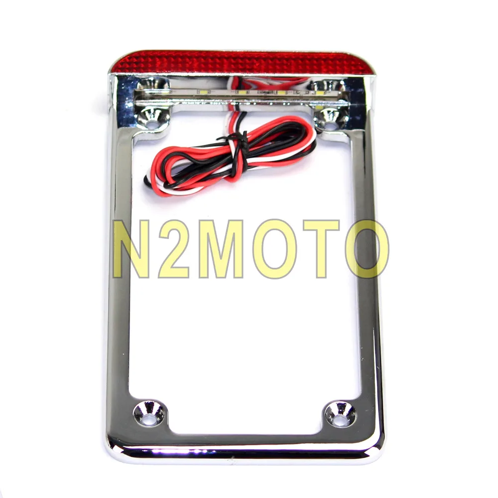 

Motorcycle Chrome License Plate Light Vertical Side Mount LED Taillight Brake Light for Harley Custom Cruiser Cafe Racer
