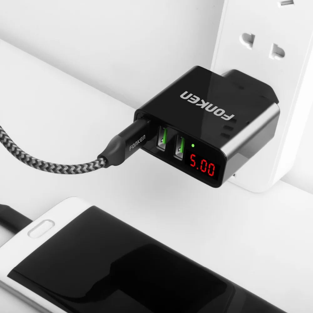 FONKEN 3 порта USB зарядное устройство Max 3A светодиодный дисплей портативный адаптер USB путешествия универсальное быстрое зарядное устройство для samsung huawei