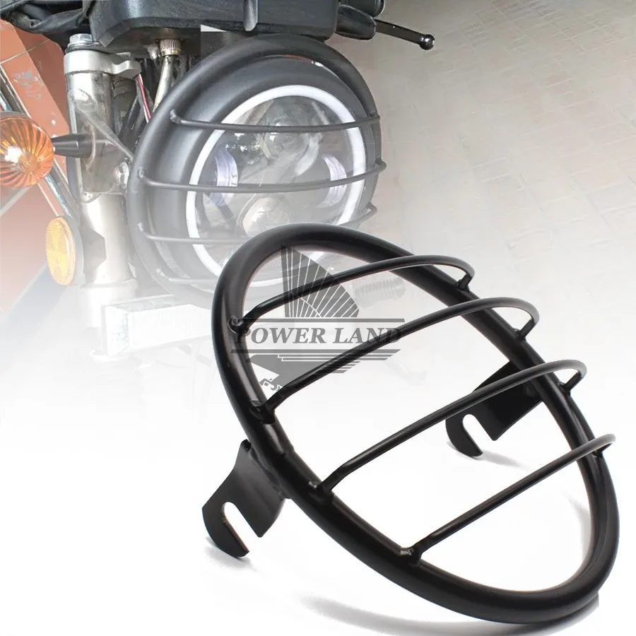 

Black Racing Vintage Old School Metal Motorcycle Headlight Grill Side Mount Cover 7.67" Universal For Cafe Racer Bobber CB Honda