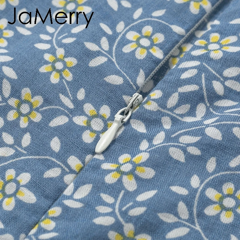 JaMerry Boho Летнее платье с цветочным принтом женское V шейный галстук бабочка рюшами