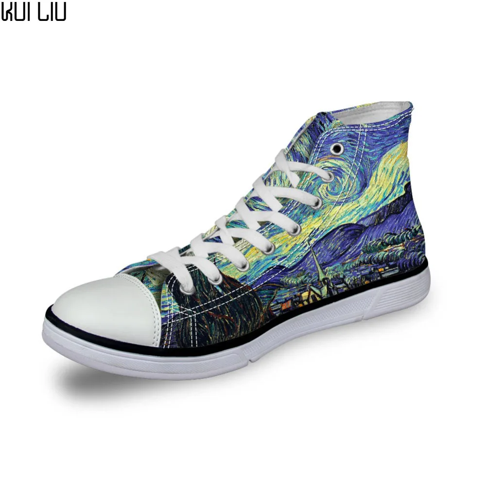 Мужская повседневная обувь с художественным принтом парусиновая на шнуровке