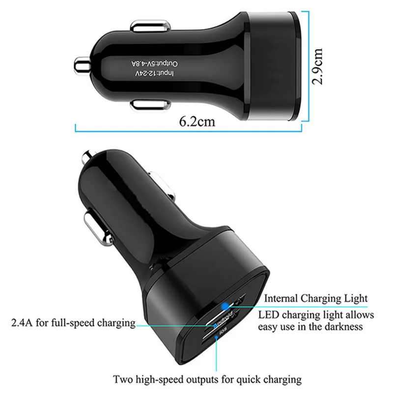 CRDC 4.8A Usb Автомобильное телефон Зарядное устройство двойной Порты быстро для iPhone