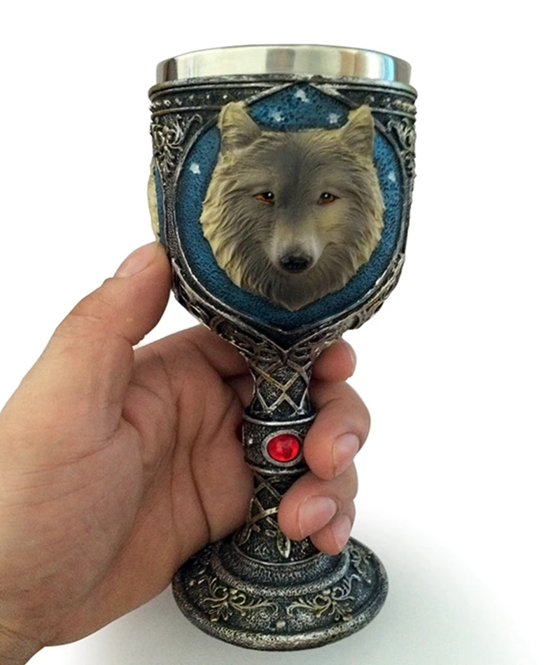 Очаровательный бокал с головой волка чашка из нержавеющей стали креативные