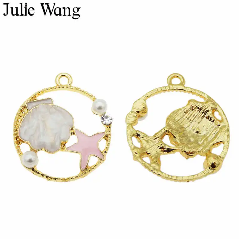 Julie Wang 3 шт. эмалированная ракушка морская звезда амулеты Мужская жемчужина
