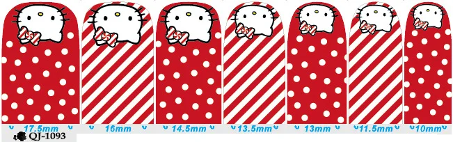 14 шт./лист 14 Тип hellokitty ногтей Обертывания 3D на весь ноготь Стикеры дизайнерские наклейки для ногтей Переводные картинки макияж тату Маникюр Инструмент - Цвет: QJ-1093 1sheet