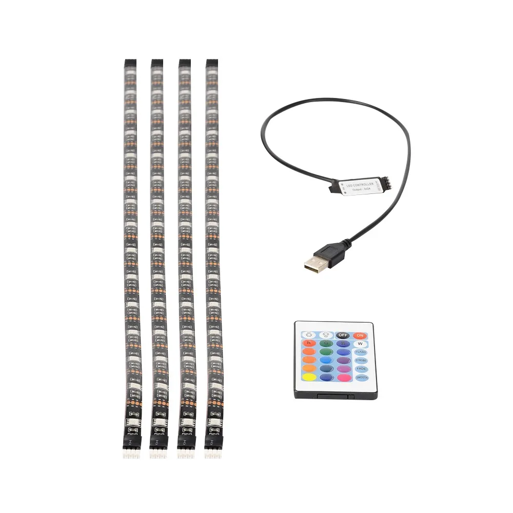 5 в 50 см 1 м 2 светодиодный ленточный светильник USB кабель силовая лампа SMD 5050 RGB 24KEY