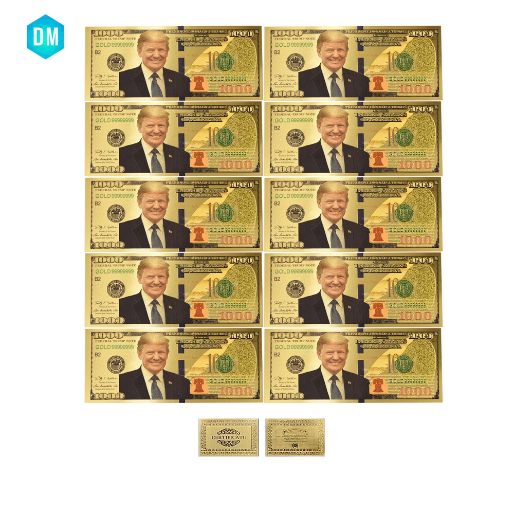 Новый Дональд Трамп нам долларовая Золотая банкнота набор с покрытыем цвета