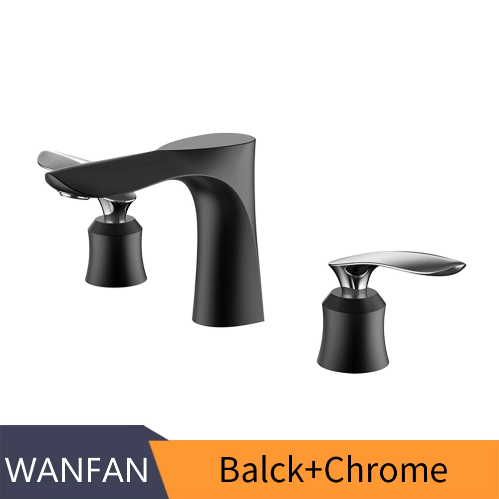 Balck Chrome Черный бортике смеситель для ванны набор 3 Широкий с отверстиями Ванна смеситель для ванной гусиная шея Ванна Душ набор с ручной душ 0152 - Цвет: Balck Chrome