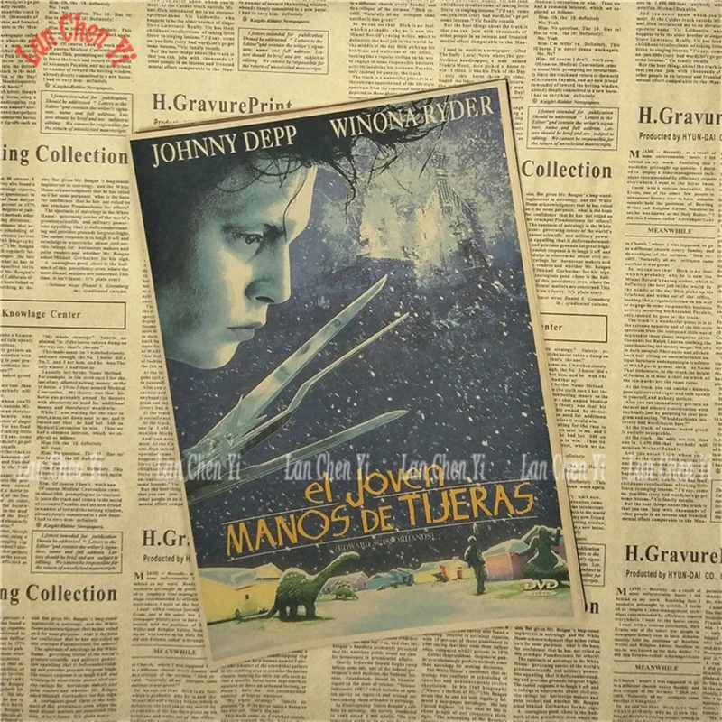 Edward Scissorhands Vintage Drawing Poster Room Decoration Stickers Wall Home Decor Kraft Paper Sticker Posters | Дом и сад