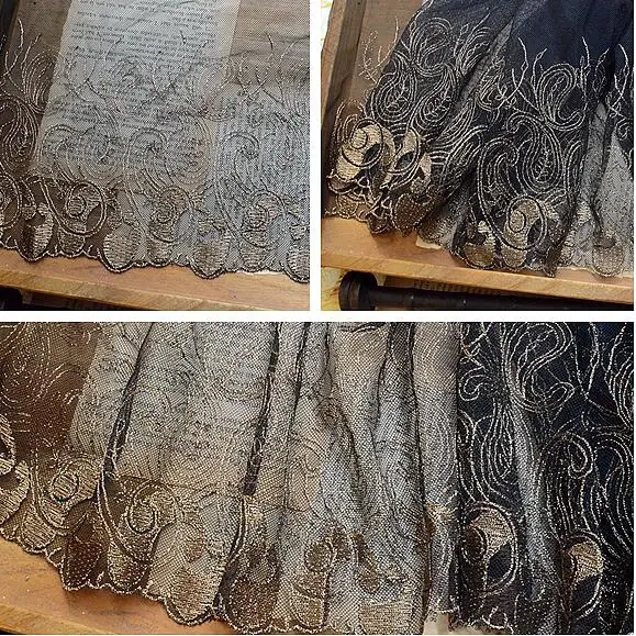 Кружевная отделка 2 метра Золотое кружево кружевная ткань с золотой каймой